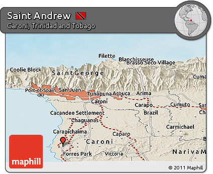 Shaded Relief Panoramic Map of Saint Andrew