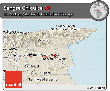 Shaded Relief Panoramic Map of Sangre Chiquita