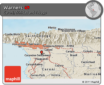Shaded Relief Panoramic Map of Warners