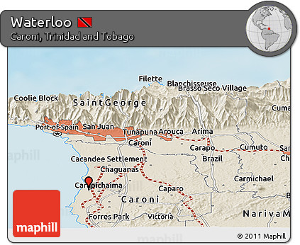 Shaded Relief Panoramic Map of Waterloo