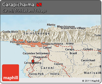 Shaded Relief Panoramic Map of Carapichaima