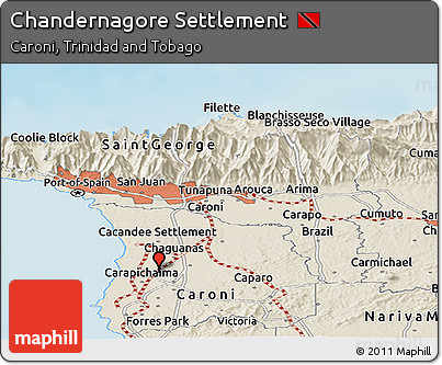 Shaded Relief Panoramic Map of Chandernagore Settlement
