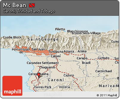 Shaded Relief Panoramic Map of Mc Bean