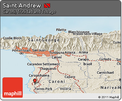Shaded Relief Panoramic Map of Saint Andrew