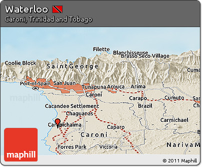 Shaded Relief Panoramic Map of Waterloo