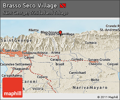 Shaded Relief Panoramic Map of Brasso Seco Village