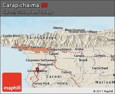 Shaded Relief Panoramic Map of Carapichaima