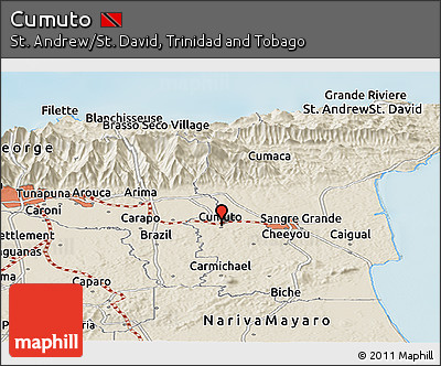 Shaded Relief Panoramic Map of Cumuto