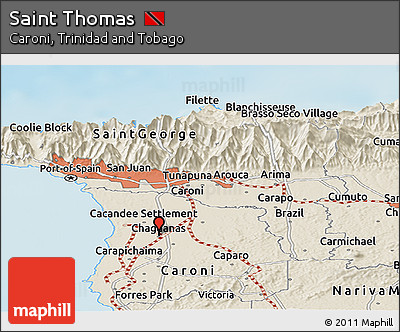 Shaded Relief Panoramic Map of Saint Thomas