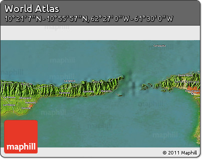 Satellite 3D Map of the Area around 10° 38' 32" N, 61° 58' 30" W