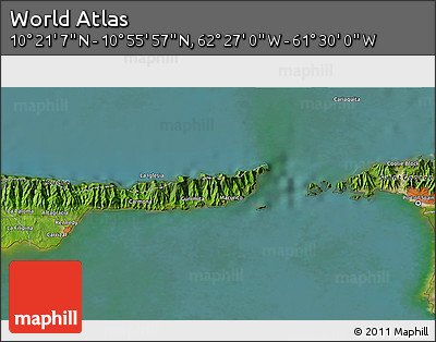 Satellite 3D Map of the Area around 10° 38' 32" N, 61° 58' 30" W