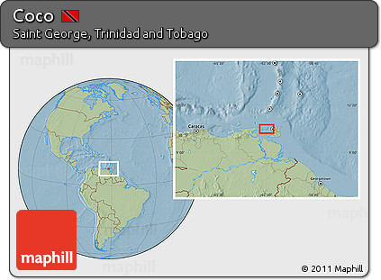 Savanna Style Location Map of Coco, hill shading