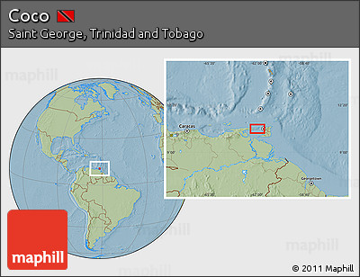 Savanna Style Location Map of Coco, hill shading