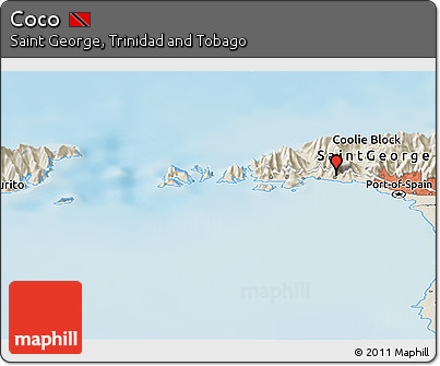 Shaded Relief Panoramic Map of Coco