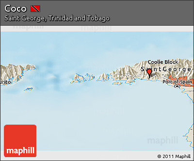 Shaded Relief Panoramic Map of Coco