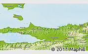 Physical 3D Map of the area around 10° 38' 32" N, 63° 40' 30" W