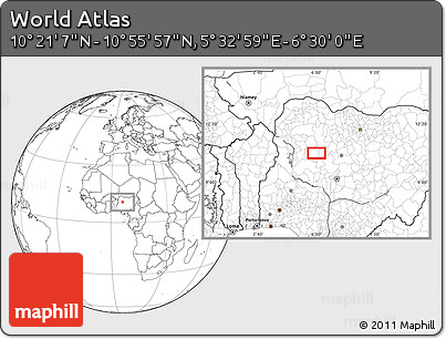 Blank Location Map of the Area around 10° 38' 32" N, 6° 1' 30" E