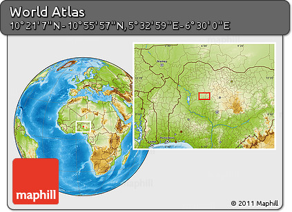Physical Location Map of the Area around 10° 38' 32" N, 6° 1' 30" E