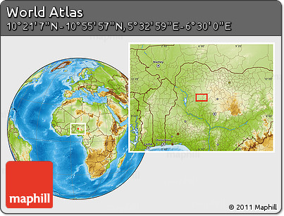 Physical Location Map of the Area around 10° 38' 32" N, 6° 1' 30" E