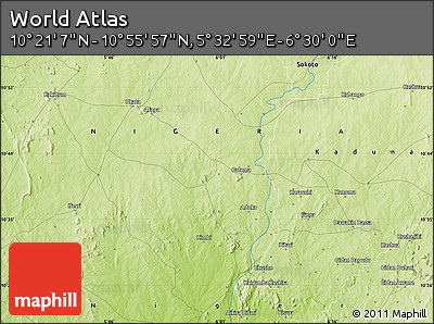 Physical Map of the Area around 10° 38' 32" N, 6° 1' 30" E