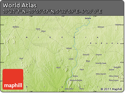 Physical Map of the Area around 10° 38' 32" N, 6° 1' 30" E