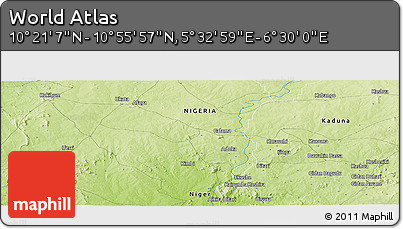 Physical Panoramic Map of the Area around 10° 38' 32" N, 6° 1' 30" E