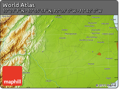 Physical Map of the Area around 10° 38' 32" N, 72° 10' 30" W