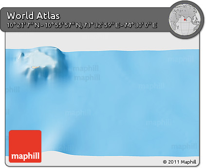 Shaded Relief 3D Map of the Area around 10° 38' 32" N, 74° 1' 30" E