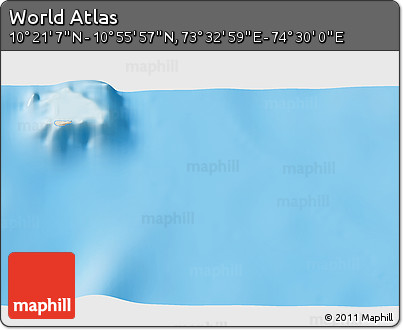 Shaded Relief 3D Map of the Area around 10° 38' 32" N, 74° 1' 30" E