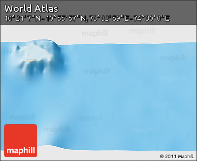 Shaded Relief 3D Map of the Area around 10° 38' 32" N, 74° 1' 30" E