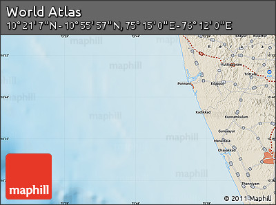 Shaded Relief Map of the Area around 10° 38' 32" N, 75° 43' 29" E
