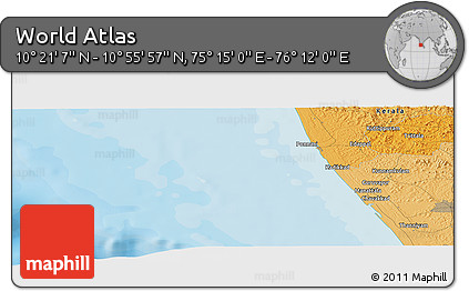 Political Panoramic Map of the Area around 10° 38' 32" N, 75° 43' 29" E