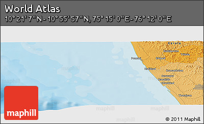 Political Panoramic Map of the Area around 10° 38' 32" N, 75° 43' 29" E