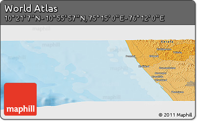 Political Panoramic Map of the Area around 10° 38' 32" N, 75° 43' 29" E