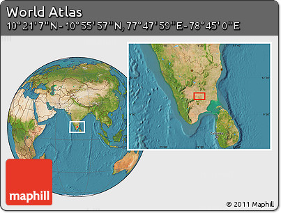 Satellite Location Map of the Area around 10° 38' 32" N, 78° 16' 30" E