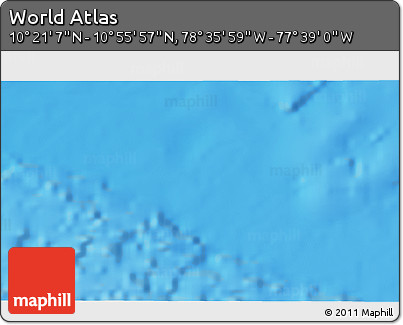 Shaded Relief 3D Map of the Area around 10° 38' 32" N, 78° 7' 30" W