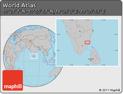 Gray Location Map of the Area around 10°&nbsp;38'&nbsp;32"&nbsp;N,&nbsp;79°&nbsp;7'&nbsp;30"&nbsp;E