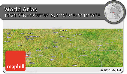 Satellite Panoramic Map of the Area around 10° 38' 32" N, 7° 43' 29" E