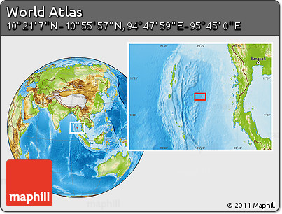 Physical Location Map of the Area around 10° 38' 32" N, 95° 16' 30" E