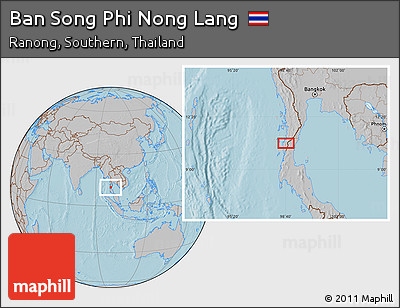 Gray Location Map of Ban Song Phi Nong Lang, hill shading