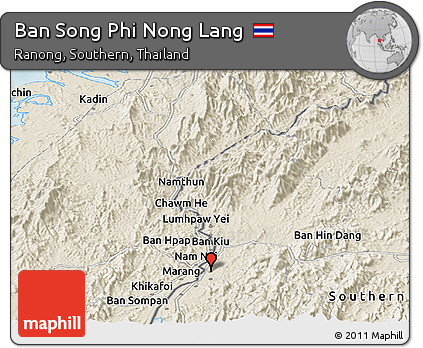 Shaded Relief Panoramic Map of Ban Song Phi Nong Lang
