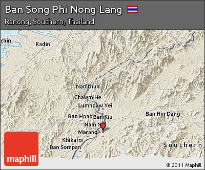 Shaded Relief Panoramic Map of Ban Song Phi Nong Lang