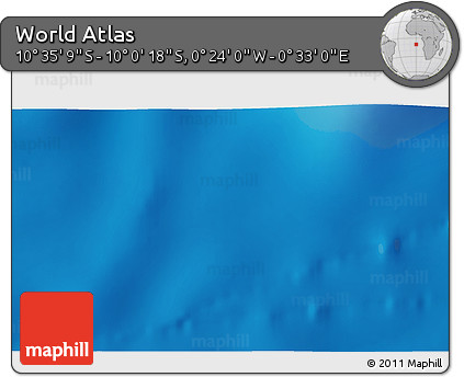 Shaded Relief 3D Map of the Area around 10° 17' 43" S, 0° 4' 30" E