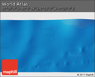 Shaded Relief 3D Map of the Area around 10° 17' 43" S, 0° 4' 30" E