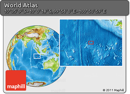 Physical Location Map of the Area around 10° 17' 43" S, 100° 22' 30" E