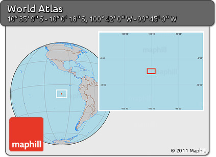 Gray Location Map of the Area around 10° 17' 43" S, 100° 13' 29" W