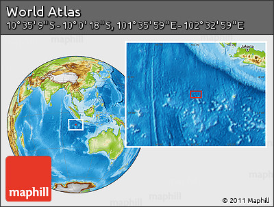 Physical Location Map of the Area around 10° 17' 43" S, 102° 4' 29" E