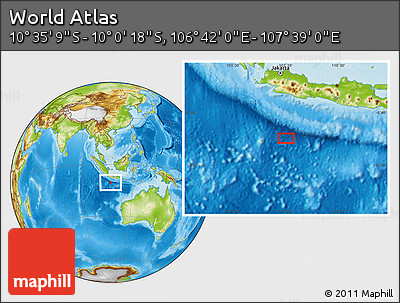 Physical Location Map of the Area around 10° 17' 43" S, 107° 10' 30" E