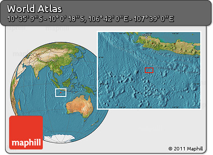 Satellite Location Map of the Area around 10° 17' 43" S, 107° 10' 30" E