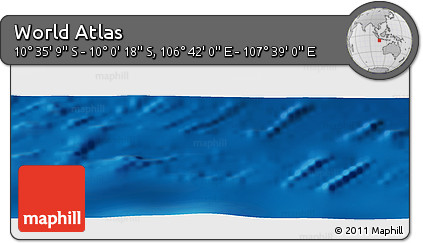 Shaded Relief Panoramic Map of the Area around 10° 17' 43" S, 107° 10' 30" E